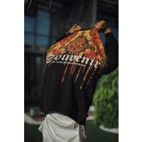 Oversize Bisiklet Yaka Baskılı SweatShirt - Siyah