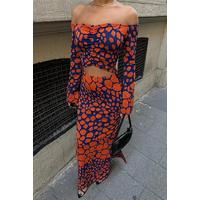 Pansy Cut Out Animal Desen Elbise 2678-8
