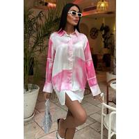 Pembe Geçişli Saten Gömlek 3439