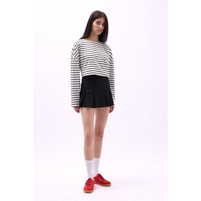 Pileli Yüksek Bel Mini Etek