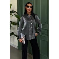 Pırıltılı Kumaş Premium Saten Gömlek 3464