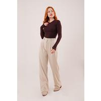 Premium Model Oturtmalı Krem Pantolon