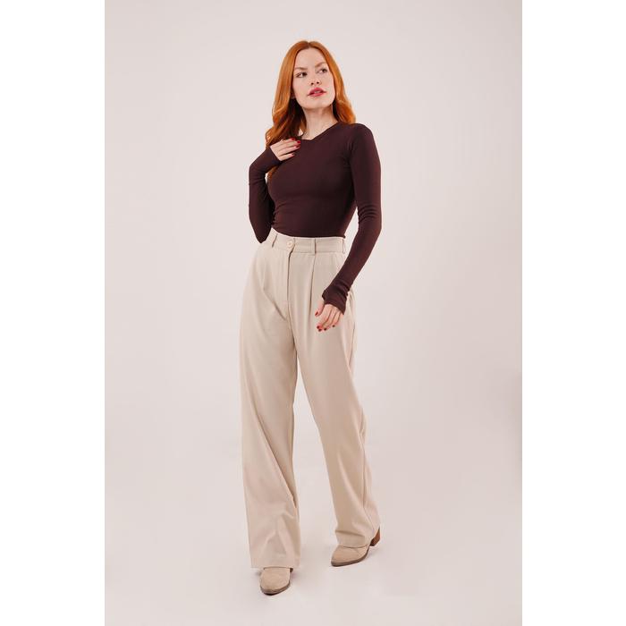 Premium Model Oturtmalı Krem Pantolon