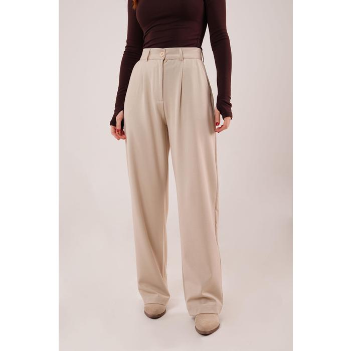 Premium Model Oturtmalı Krem Pantolon