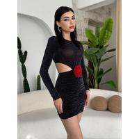 Sarih Gül Detaylı Elbise