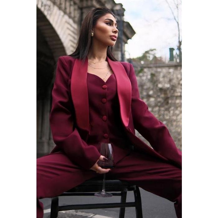 Saten Detaylı Büstiyer Pantolon Takım 10024