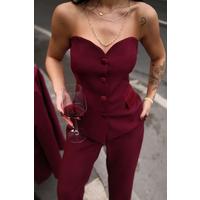 Saten Detaylı Büstiyer Pantolon Takım 10024