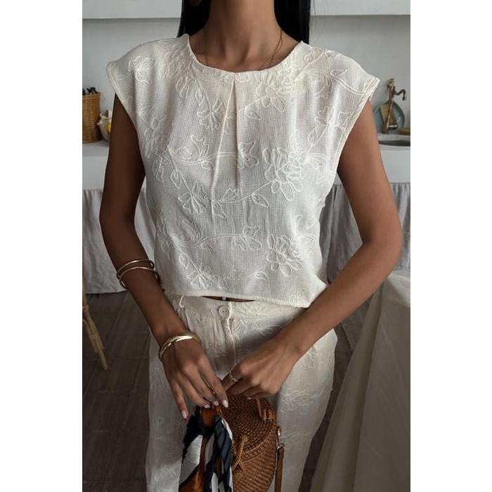 Shalina Süzüne Nakışlı Crop Takım 9796-08