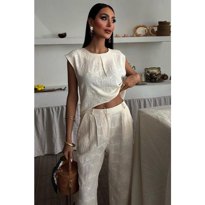 Shalina Süzüne Nakışlı Crop Takım 9796-08