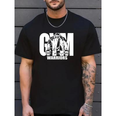 Sporda Günlük Hayata Giyilebilir GYM Baskılı Oversize Bisiklet Yaka Erkek T-shirt - Siyah