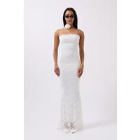 Straplez Dantel Maxi Elbise