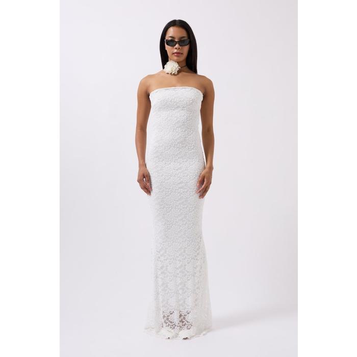 Straplez Dantel Maxi Elbise