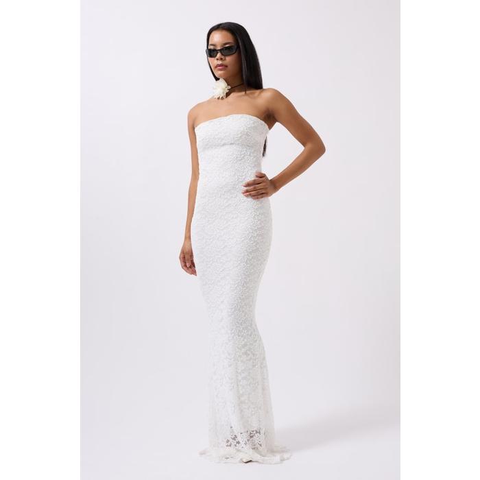 Straplez Dantel Maxi Elbise