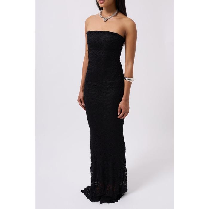 Straplez Dantel Maxi Elbise