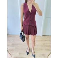 Takım Görünümlu Yelekli Mini Elbise- Bordo