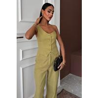 Tek Omuz Büstiyer Plazzo Pantolon Viscon Takım 10159