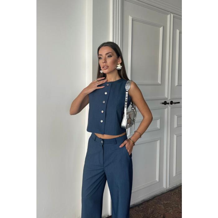 TENCEL KOLSUZ GÖMLEK - PANTOLON TAKIM - İndigo
