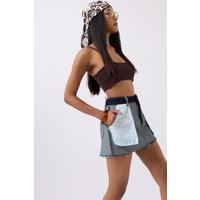 Ters Detay Denim Mini Etek
