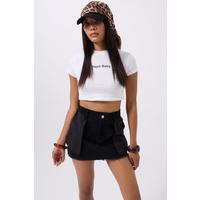 Ters Detay Denim Mini Etek