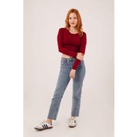 Ters Dikişli Basic Bordo Body Bluz