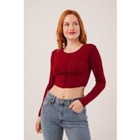 Ters Dikişli Basic Bordo Body Bluz