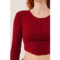 Ters Dikişli Basic Bordo Body Bluz