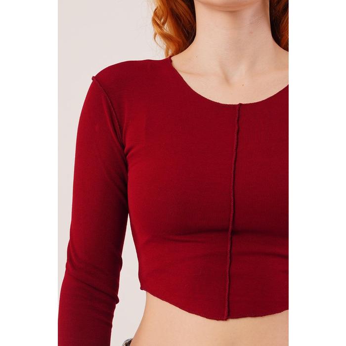 Ters Dikişli Basic Bordo Body Bluz