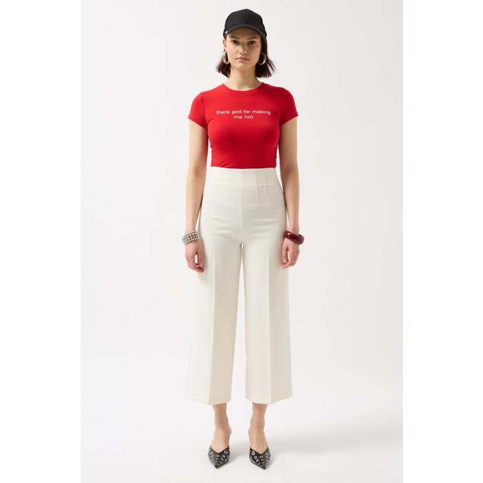 Thanks God Baskılı Likralı Crop T-Shirt