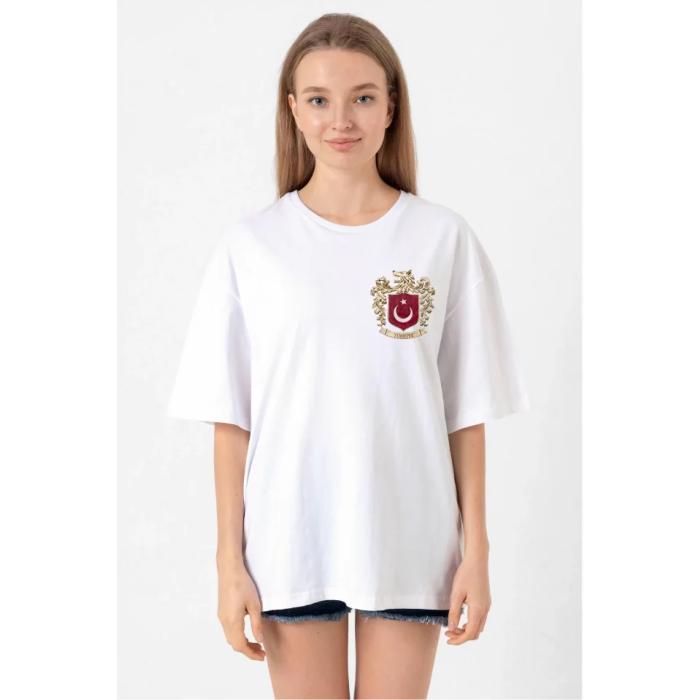 Türk Arma Baskı T-shirt- Beyaz