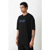 Unisex Baskılı Oversize T-Shirt - Siyah