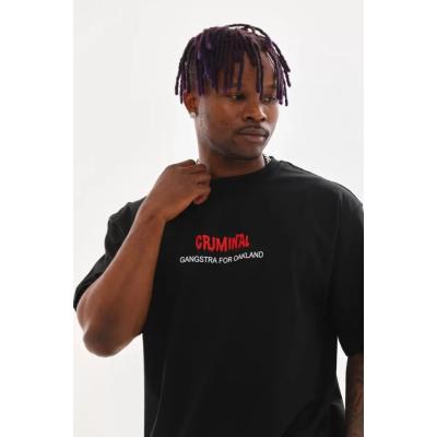Unisex Baskılı Oversize T-Shirt - Siyah