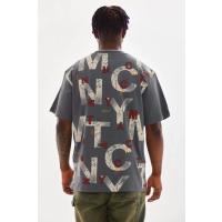 Unisex Baskılı Oversize T-Shirt - Füme