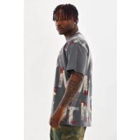 Unisex Baskılı Oversize T-Shirt - Füme