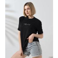 Unisex Bisiklet Yaka Baskılı Slim Fit T-Shirt - Siyah