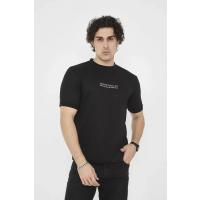 Unisex Bisiklet Yaka Slim Fit T-Shirt- Siyah