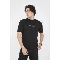 Unisex Bisiklet Yaka Slim Fit T-Shirt- Siyah