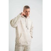 Unisex Double Oversize Kapşonlu Yıkamalı SweatShirt - Krem