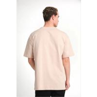 Unisex Düz Biskilet Yaka Oversize T-shirt - Bej