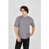 Unisex Jakar Kumaş Rahat Kol T-Shirt - Gri