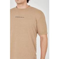 Unisex Jakar Kumaş Slim Fit T-Shirt - Kahverengi