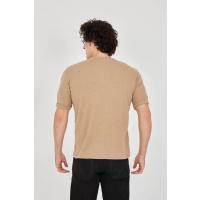 Unisex Jakar Kumaş Slim Fit T-Shirt - Kahverengi