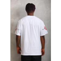 Unisex Oversize Baskılı Bisiklet Yaka T-Shirt - Beyaz