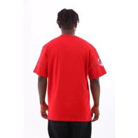 Unisex Oversize Baskılı Bisiklet Yaka T-Shirt - Kırmızı