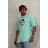 Unisex Oversize Baskılı Bisiklet Yaka T-Shirt - Mint Yeşili