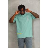 Unisex Oversize Baskılı Bisiklet Yaka T-Shirt - Mint Yeşili