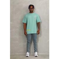 Unisex Oversize Baskılı Bisiklet Yaka T-Shirt - Mint Yeşili
