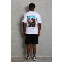 Unisex Oversize Baskılı Bisiklet Yaka T-Shirt - Beyaz