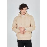 Unisex Tam Fermuarlı Kapşonlu  SweatShirt - Bej