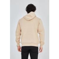 Unisex Tam Fermuarlı Kapşonlu  SweatShirt - Bej