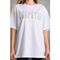 Unisex Taş Desenli Oversize T-Shirt - Beyaz